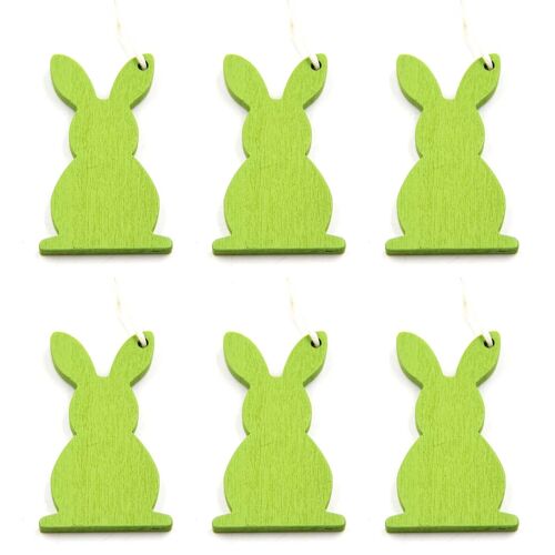 6pcs Pâques Bois Suspendu Ornements Peint Lapin Lapin Oeuf Perles Colorées Pendentifs Bricolage Artisanat Hang Tag Party Décor