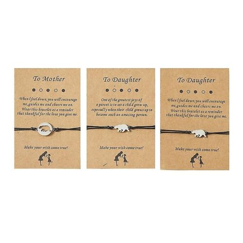 2pcs / 3pcs Bracelets Assortis En Acier Inoxydable Hollow Mama Little Bear Bracelets
