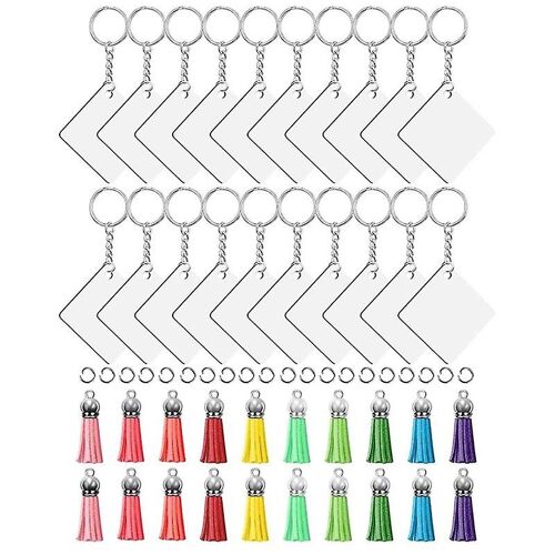 80 Pcs Blank Keychains Set 20 Pcs Mdf Keychain Blanks 20 Pcs Leather Tassels