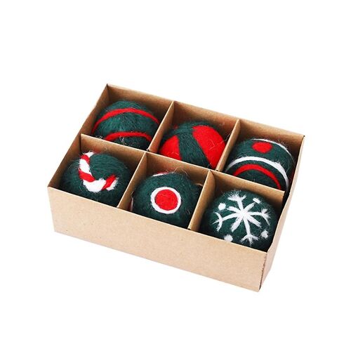 6pcs Felt Christmas Ball Pendant Cute Charm Art Crafts Photography Props
