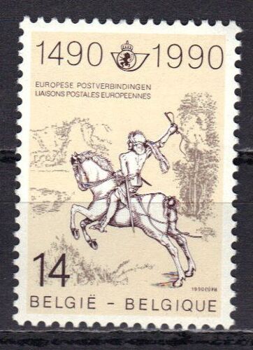 Belgique 1990 : 500è Anniversaire Des Liaisons Postales Européennes : Estampe D'albrecht Dürer  : "Le Petit Cavalier De La Pose" - Timbre 14 F. Crème, Brun-Lilas, Gris Et Noir Neuf **