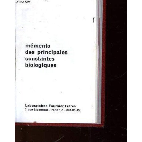 Memento Des Principales Constantes Biologiques