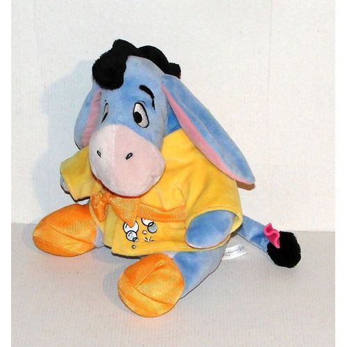 Peluche Bourriquet Veste Peignoir Jaune Bulle De Savon - Doudou Ane Assis Nicotoy 23 Cm