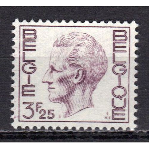 Belgique 1975 : Roi Baudouin 1er - Timbre 3 F. 25 Brun-Lilas Foncé Neuf **