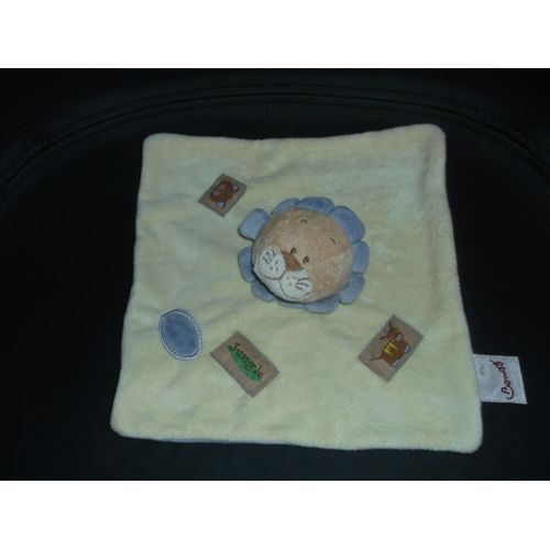 Peluche Doudou Plat Jungle Tigre Lion Jaune Bleu Pastel Bengy