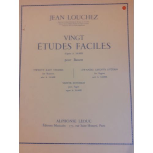 Vingt Études Faciles D'après A. Samie Pour Basson