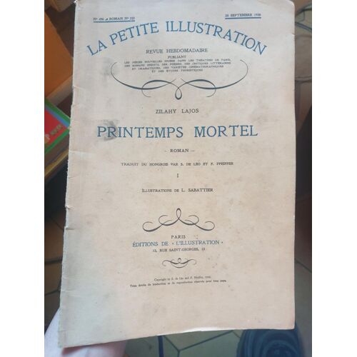 Petite Illustration Roman (La) N°496 Du 20-09-1930 Printemps Morte Lajos