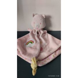 Doudou Plat Ours Rose Arc En Ciel Bisounours Jemini