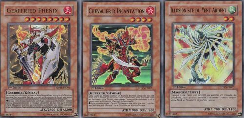 Lot De 3  Cartes Yu-Gi-Oh - Gearfried Phenix Sdws-Fr001 - Chevalier D'incantation Sdws-Fr002 - Illusioniste Du Vent Ardent Sdws-Fr003 - L'attaque Des Guerriers -