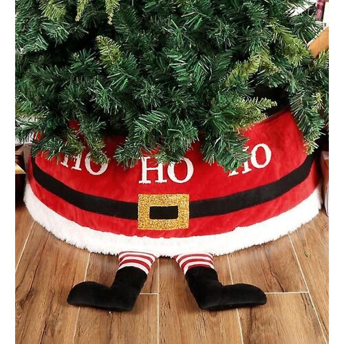 Jupe d'arbre de Noël Décorations de fête de Noël Pieds de père Noël Tablier de base d'arbre de Noël