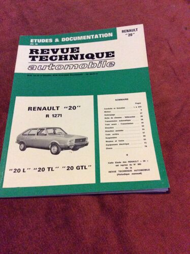 Revue Technique Automobile Renault  20 L..20 Tl..20 Gtl