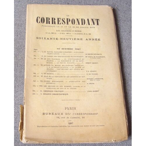 Le Correspondant  N°842  De 1897