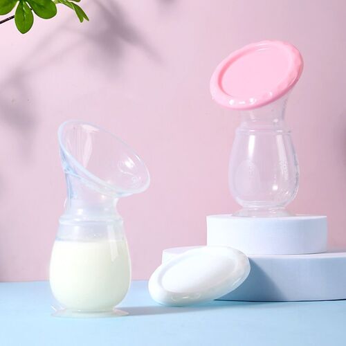 2 Pièces Tire-Lait Manuel Tire-Lait Allaitement, Tire-Lait En Silicone Dans Un Sac Avec Couvercle, Rose + Blanc