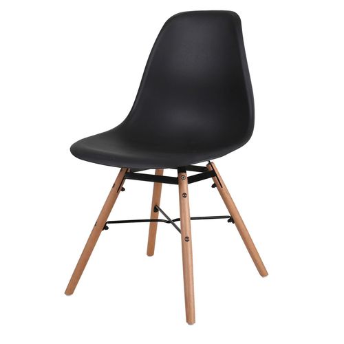 Lot De 4 Chaises Jena Structure En Métal Et Pied En Bois - Noir