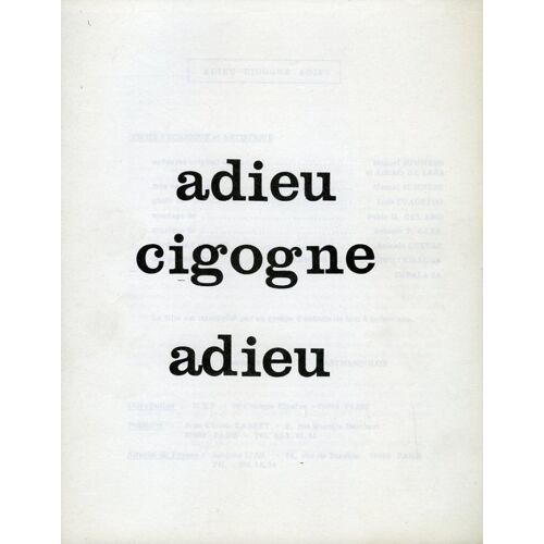 Adieu Cigogne Adieu, Dossier De Presse, Manuel Summers, Avec Maria Isabel Alvarez, Francisco Villa