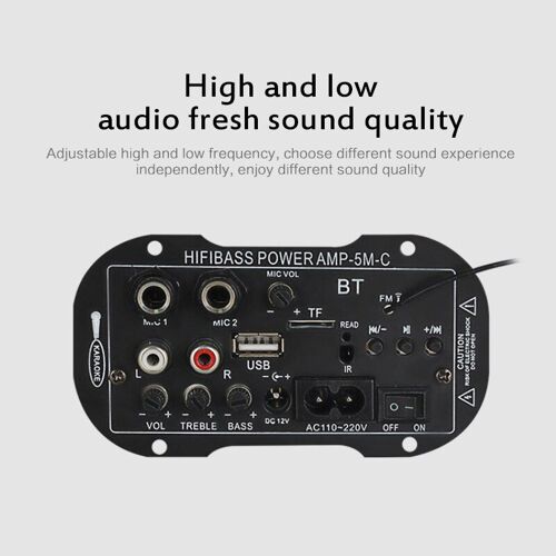 Amplificateur Numérique Mono Bluetooth Pour Voiture, 5 Pouces 12v 220v Double Usage 4110b-369, Double Micro Avec Bt, Électronique De Voiture