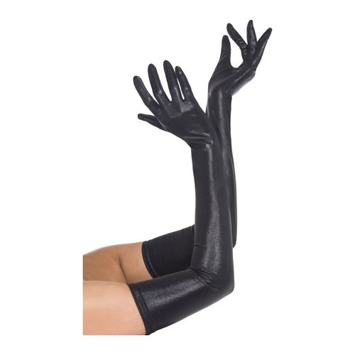 Longs Gants Noirs Effet Mouillé Taille : Taille Unique