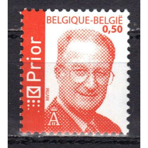 Belgique 2004 : Roi Albert 2 - Timbre 0,50  Rouge Neuf ** Avec Étiquette "Prior"