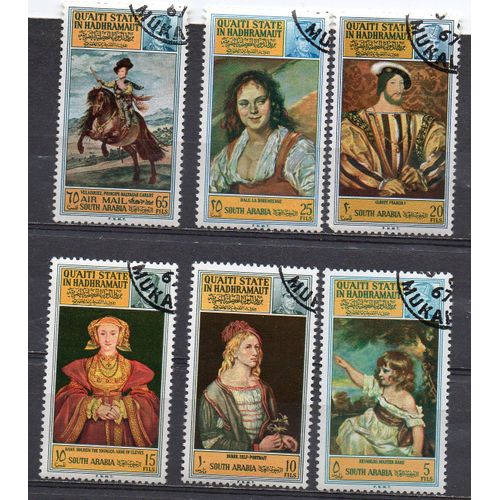 Arabie Du Sud- Lot De 6 Timbres Oblitérés- Tableaux