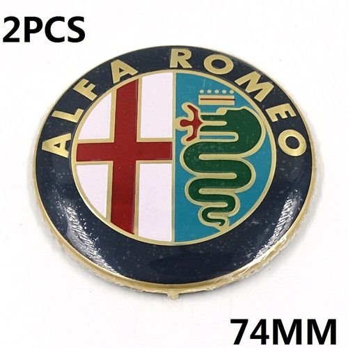 2 Pièces 74mm Voiture Style Spécial Couleur Pour Alfa Romeo Croix Rouge Logo Emblème Badge Autocollants Pour Giulietta Spider Mito 147 156 159 Or