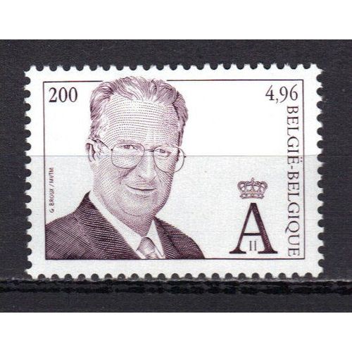 Belgique 2001 : Roi Albert 2 - Timbre 200 F. Violet Foncé Neuf ** Cote 12 