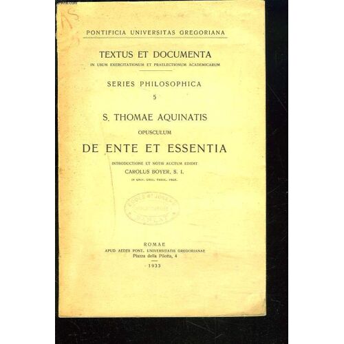 Opusculum De Ente Et Essentia.