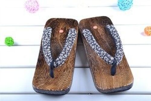 Départ Immédiat Chaussure Sandale Geta Plat Homme Japonais Nippon Traditionnel Bois Paulownia Caouchouc Déguisement Costume Cosplay Vacances Convention Soirée Black Sugar