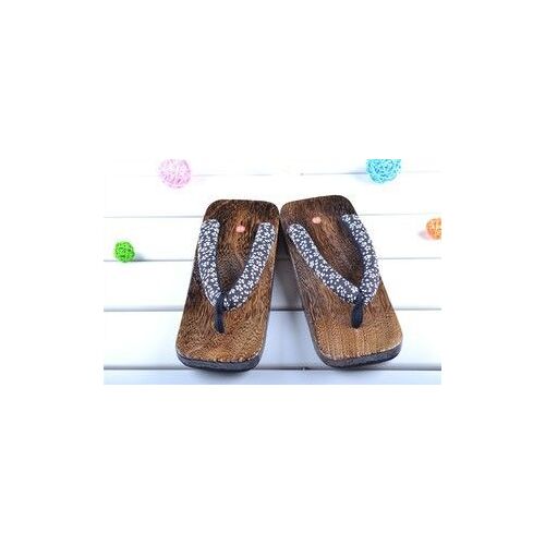 Départ Immédiat Chaussure Sandale Geta Plat Homme Japonais Nippon Traditionnel Bois Paulownia Caouchouc Déguisement Costume Cosplay Vacances Convention Soirée Black Sugar