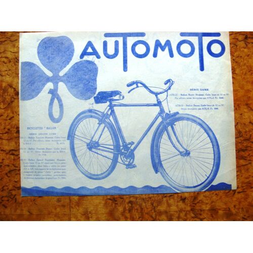 Publicité Bicyclette Automoto Ancienne