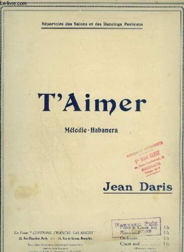 T'aimer ! - Pour Piano Et Chant Avec Paroles.