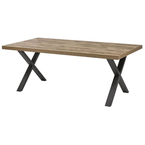 Kora - Table 170cm Aspect Bois Piètement X Métal Poudré Noir