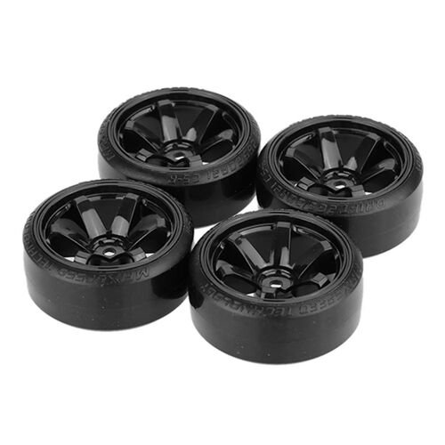4pcs Car Tire Wheel Rim Hard Wheel Tyre For 1/10 Drifting Rc Car Black