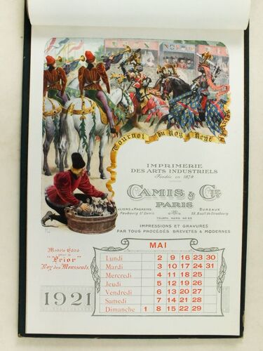 Calendrier 1921 Imprimerie Des Arts Industriels Camis & Cie Paris [ Modèle Éditeur Pour Le Prior Roy Des Mousseulx ]