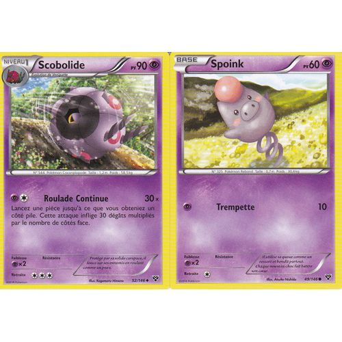 Lot De 2 Cartes Pokemon - Scobolide - 52/146 + Spoink - 49/146 - Edition Xy -