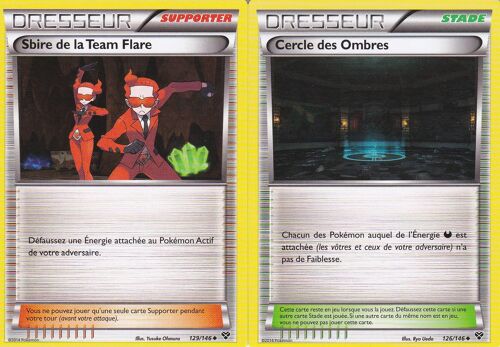 Lot De 2 Cartes Pokemon - Dresseur - Sbire De La Team Flare - 129/146 + Cercle Des Ombres - 126/146 - Edition Xy -