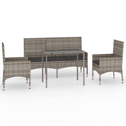 Vidaxl Salon De Jardin 4 Pcs Avec Coussins Gris Résine Tressée
