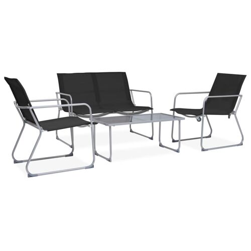 Salon De Jardin 4 Pcs Tissu Et Acier Noir