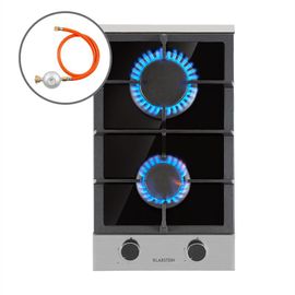 Klarstein Alchemist Domino table de cuisson gaz 2 brûleurs en aluminium vitrocéramique