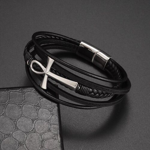 Bracelet À Breloques En Cuir Tressé Pour Homme, Ulmagnétique, Bijoux Punk Décontractés, Cadeau À La Mode
