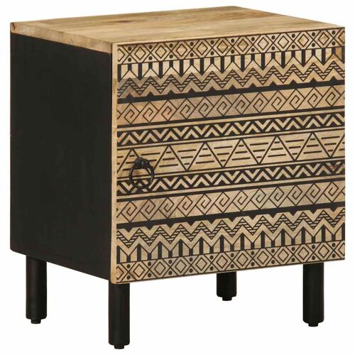 Vidaxl Table De Chevet Noir 40x33,5x46 Cm Bois De Manguier Massif Brut