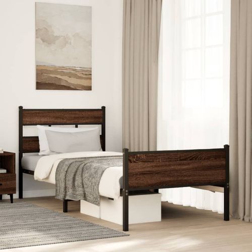 Vidaxl Cadre De Lit Sans Matelas Chêne Marron 100x190 Cm