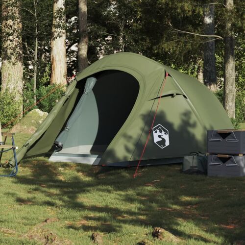 Vidaxl Tente De Camping Tunnel 3 Personnes Vert Olive Imperméable
