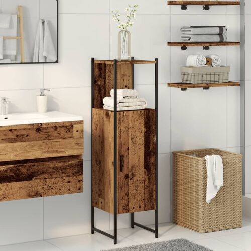 Vidaxl Armoire Salle De Bain Vieux Bois 33x33x120,5 Cm Bois Ingénierie