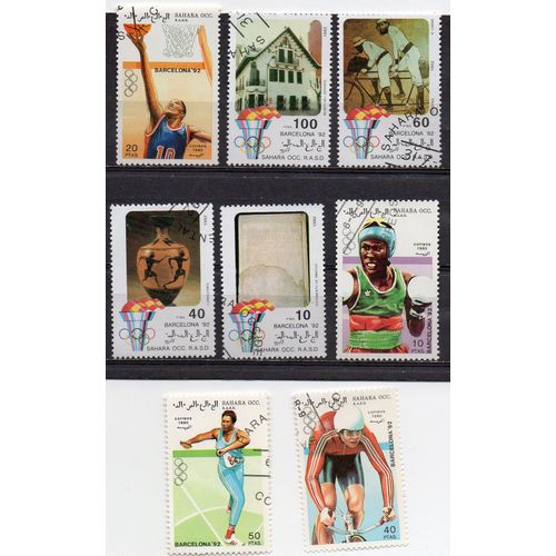 Sahara Occidental- Lot De 8 Timbres Oblitérés- J.O De Barcelone