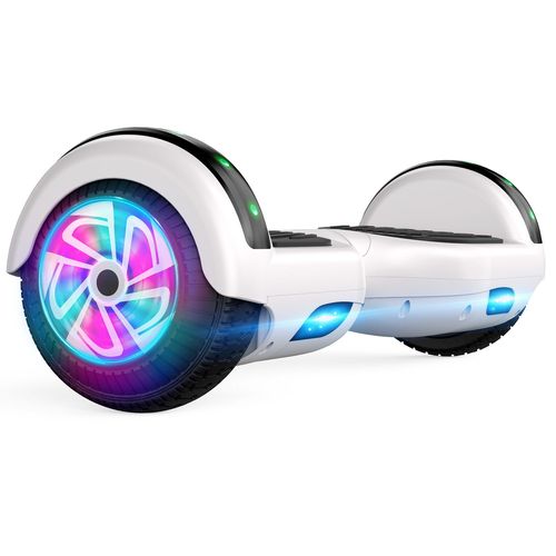 Sisigad Hoverboard 6.5'' Électrique Enfant, Moteur 160w, Lumière Led, Bluetooth, Charge Maximale 70kg, Autonomie 7-8km, Blanc