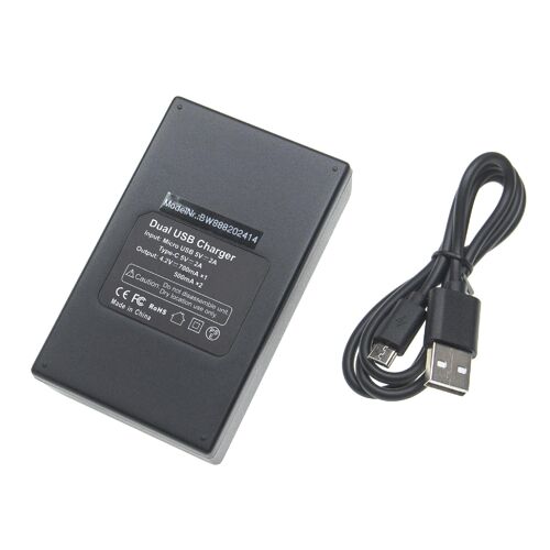 vhbw Chargeur USB double compatible avec Sony Cybershot DSC-H400, DSC-HX300, DSC-H400V caméra action-cam + câble micro-USB + écran LED 4,2 V