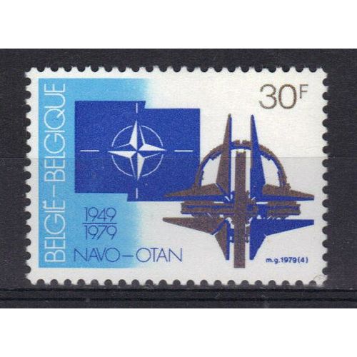 Belgique 1979 : 30è Anniversaire De La Signature Du Traité De L'atlantique-Nord "O.T.A.N." - Timbre 30 F. Or, Turquoise Et Bleu Neuf **