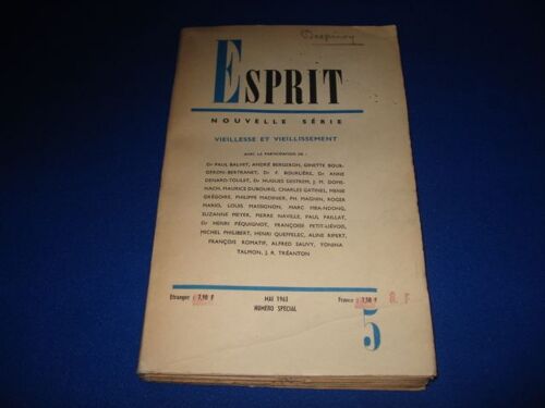 Revue Esprit.  Vieillesse Et Vieillissement.  N°5 De Mai 1963