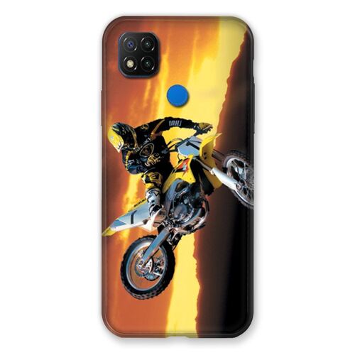 Coque Pour Xiaomi Redmi 9c Moto Cross Noir