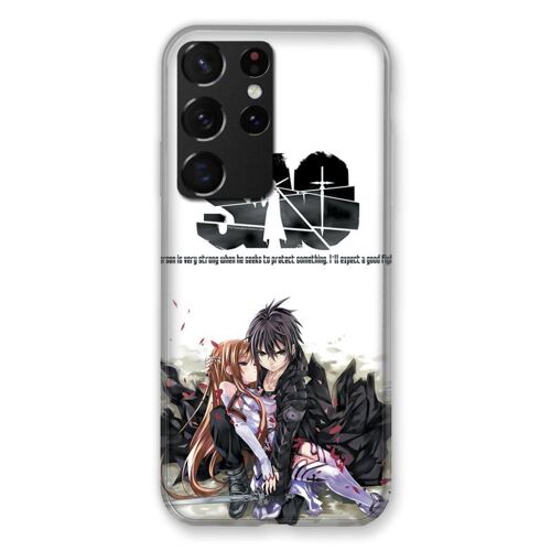 Coque Renforcée Pour Samsung Galaxy S21 Ultra Manga SAO sword Art Online Blanc